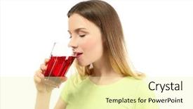  Presentation with juice - Beautiful slide deck featuring morse - beautiful woman drinking fresh juice backdrop and a  colored foreground