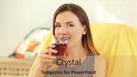  Presentation with juice - Cool new presentation design with morse - beautiful woman drinking fresh juice backdrop and a yellow colored foreground