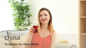  Presentation with mango juice fresh tropical fruit - Theme consisting of morse - beautiful woman with glass background and a lemonade colored foreground