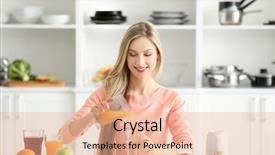  Presentation with juice - Amazing presentation design having morse - beautiful young woman preparing fresh backdrop and a lemonade colored foreground