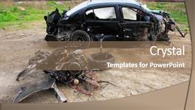  Presentation with car accident - Amazing slide set having mortality - car wreck after a fatal backdrop and a coral colored foreground