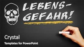  Presentation with danger - Beautiful PPT theme featuring mortality - hand with chalk writing backdrop and a dark gray colored foreground