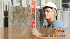  Presentation with builder - Amazing presentation theme having mortality - plasterer builder worker with level backdrop and a coral colored foreground