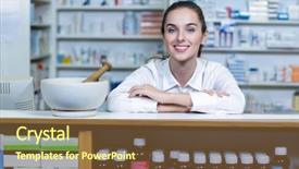  Presentation with pharmacy - Cool new slides with mortality - portrait of smiling pharmacist sitting backdrop and a tawny brown colored foreground