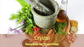  Presentation with mortar - Presentation featuring mortar and bottle with oil background and a  colored foreground