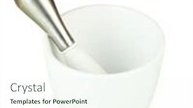  Presentation with mortar - Cool new PPT theme with mortar and pestle isolated on white backdrop and a sky blue colored foreground