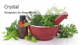  Presentation with essential oil - Amazing presentation having mortar and pestle with fresh backdrop and a white colored foreground