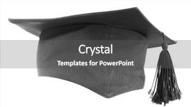  Presentation with graduation white cap - Cool new slides with mortar board - black graduation cap isolated backdrop and a dark gray colored foreground