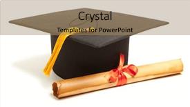  Presentation with scroll - Cool new presentation design with mortar board - gortarboard and graduation scroll isolated backdrop and a coral colored foreground