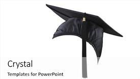  Presentation with graduation - PPT theme enhanced with mortar board - stock image of the side background and a white colored foreground