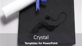 Presentation with diploma - Presentation theme having mortar-board-and-the-roll background and a dark gray colored foreground