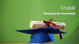  Presentation with mortar - Amazing PPT theme having mortar-board-on-the-green backdrop and a seafoam green colored foreground