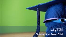  Presentation with mortar - PPT theme featuring mortar-board-on-the-green background and a navy blue colored foreground