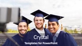  Presentation with education technology - PPT layouts consisting of mortar boards and bachelor gowns background and a navy blue colored foreground