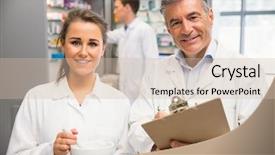  Presentation with hospital pharmacy - PPT theme consisting of mortar pestle - junior pharmacist mixing a medicine background and a  colored foreground