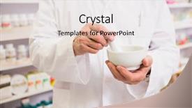 Presentation with pharmacy - Presentation design having mortar pestle - mid section of pharmacist mixing background and a lemonade colored foreground