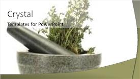  Presentation with white green - Beautiful PPT layouts featuring mortar-with-fresh-green-thyme backdrop and a white colored foreground