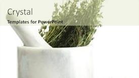  Presentation with white green - Presentation design enhanced with mortar-with-fresh-green-thyme background and a soft green colored foreground