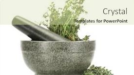  Presentation with white green - Slide set consisting of mortar-with-fresh-green-thyme background and a soft green colored foreground