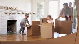  Presentation with new home - Cool new presentation theme with mortgage - family unpacking boxes in new backdrop and a lemonade colored foreground