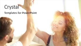  Presentation with young happy couple - Beautiful presentation theme featuring mortgage - happy and young couple giving backdrop and a white colored foreground