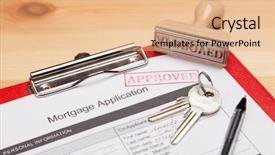  Presentation with mortgage - PPT layouts consisting of mortgage application form and keys background and a coral colored foreground