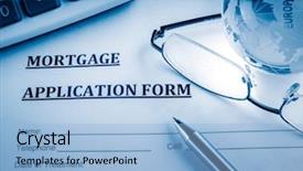 Presentation with mortgage - Presentation design having mortgage application form background and a light blue colored foreground
