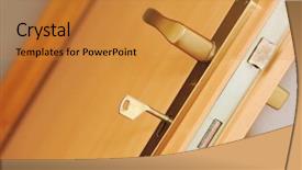  Presentation with old wooden door antique - PPT theme featuring mortgage backed security - wooden door handle at home background and a gold colored foreground