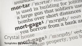  Presentation with definition - Audience pleasing PPT theme consisting of mortgage-definition-in-the-dictionary backdrop and a light gray colored foreground