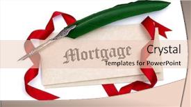  Presentation with quill pen - Presentation theme consisting of mortgage document papers quill pen background and a lemonade colored foreground