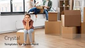  Presentation with mortgage - Slide set having mortgage-family-and-real-estate background and a coral colored foreground