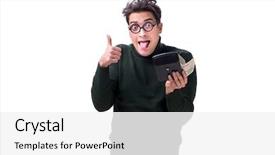  Presentation with mortgage - Slide deck featuring mortgage fraud - nerd young man with calculator background and a  colored foreground