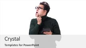  Presentation with calculator - Cool new theme with mortgage fraud - nerd young man with calculator backdrop and a  colored foreground