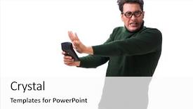  Presentation with calculator parabolic - Amazing slide deck having mortgage fraud - nerd young man with calculator backdrop and a white colored foreground