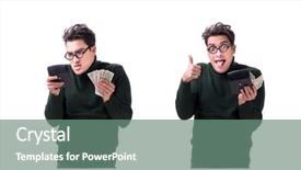  Presentation with one young man exercising handball - Beautiful slide set featuring mortgage fraud - nerd young man with calculator backdrop and a gray colored foreground