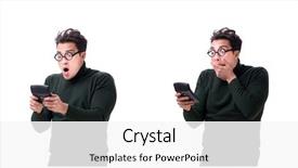  Presentation with calculator - Slides featuring mortgage fraud - nerd young man with calculator background and a white colored foreground