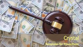  Presentation with cash - Amazing theme having mortgage fraud - wood gavel on cash background backdrop and a violet colored foreground