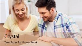  Presentation with real estate prices - Colorful PPT theme enhanced with mortgage moving and real estate backdrop and a coral colored foreground