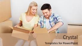  Presentation with real estate - Cool new slide deck with mortgage moving and real estate backdrop and a coral colored foreground