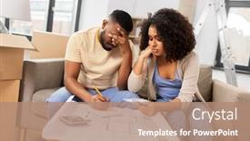  Presentation with real estate - Beautiful presentation design featuring mortgage-moving-and-real-estate backdrop and a coral colored foreground