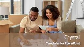  Presentation with real estate - Amazing presentation theme having mortgage-moving-and-real-estate backdrop and a coral colored foreground