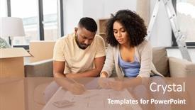  Presentation with mortgage - Slide set with mortgage-moving-and-real-estate background and a coral colored foreground