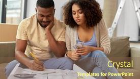  Presentation with mortgage - Colorful slide set enhanced with mortgage-moving-and-real-estate backdrop and a tawny brown colored foreground