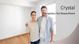  Presentation with real estate - Presentation theme enhanced with mortgage people and real estate background and a  colored foreground