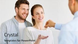  Presentation with real estate - Presentation theme with mortgage people and real estate background and a light blue colored foreground