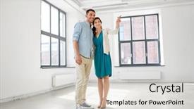  Presentation with mortgage - Cool new presentation theme with mortgage people and real estate backdrop and a light gray colored foreground