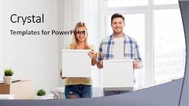  Presentation with real estate growth - Audience pleasing theme consisting of mortgage people and real estate backdrop and a  colored foreground