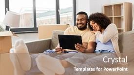  Presentation with mortgage - Amazing slide set having mortgage-people-and-real-estate backdrop and a coral colored foreground