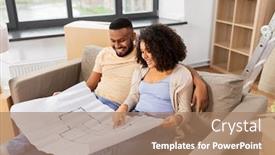  Presentation with mortgage - Presentation design enhanced with mortgage-people-and-real-estate background and a coral colored foreground