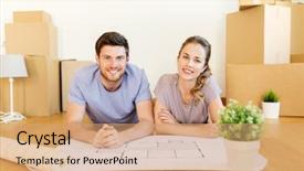  Presentation with real estate - PPT layouts with mortgage people and real estate background and a coral colored foreground